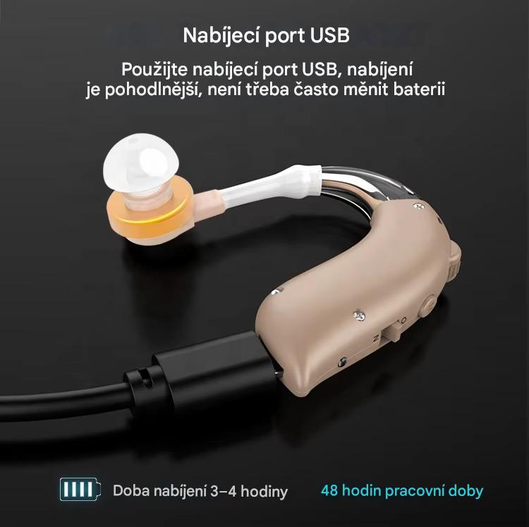 Nový inteligentní naslouchací přístroj s potlačením hluku – chytré potlačení šumu, lehké a kompaktní provedení, pohodlné nošení a snadnější každodenní komunikace! Inteligentní naslouchací přístroj navržený speciálně pro seniory.