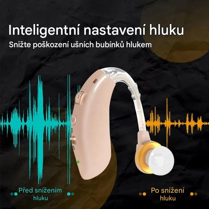 Nový inteligentní naslouchací přístroj s potlačením hluku – chytré potlačení šumu, lehké a kompaktní provedení, pohodlné nošení a snadnější každodenní komunikace! Inteligentní naslouchací přístroj navržený speciálně pro seniory.