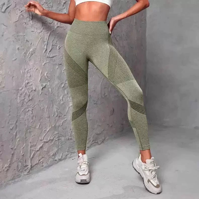 Dámské bezešvé legíny na jógu s push-up efektem 🍑 – prodyšné, rychleschnoucí, vysoký pas, tvarující fitness legíny