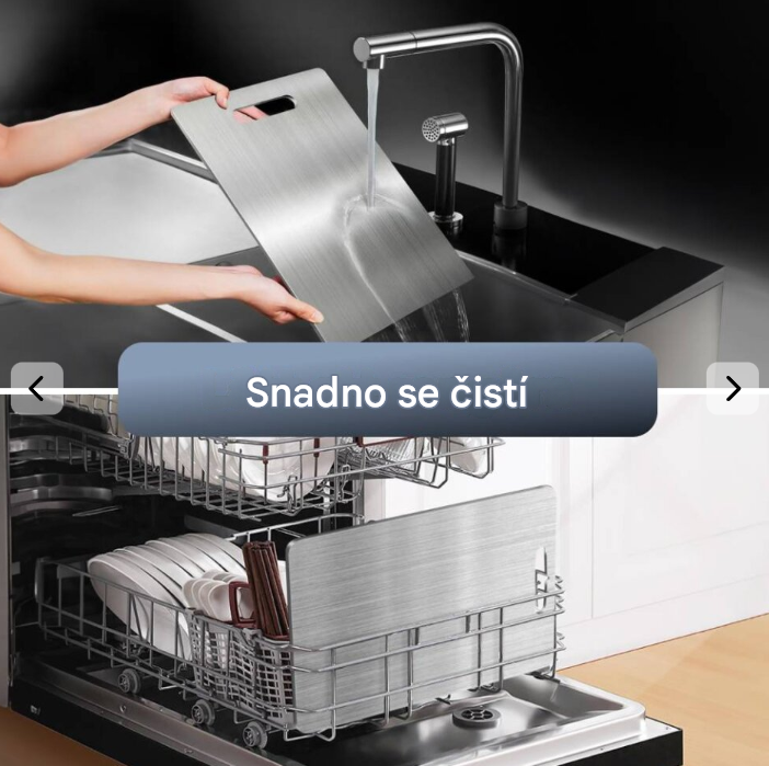 Čistě titanové prkénko na krájení do kuchyně, potravinářská kvalita, odolné proti skvrnám, trvanlivé, hygienické, šetrné k ostří nožů a snadno se čistí