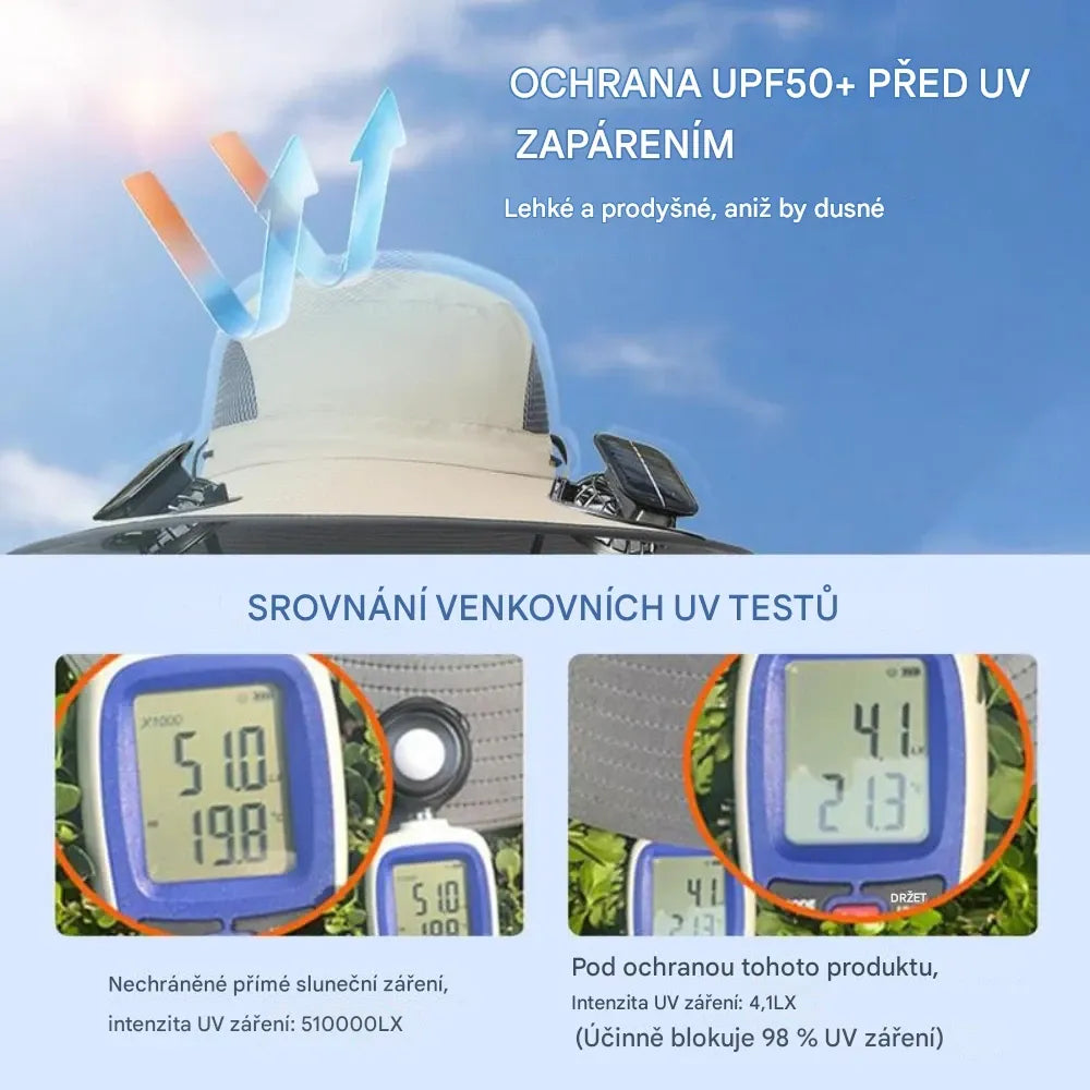 [🎉 Exkluzivně pro členy ]🌞Solární čepice s ventilátorem – prodyšný klobouk proti UV záření na rybaření a pláž pro muže i ženy