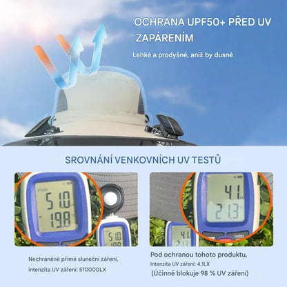 [🎉 Exkluzivně pro členy ]🌞Solární čepice s ventilátorem – prodyšný klobouk proti UV záření na rybaření a pláž pro muže i ženy