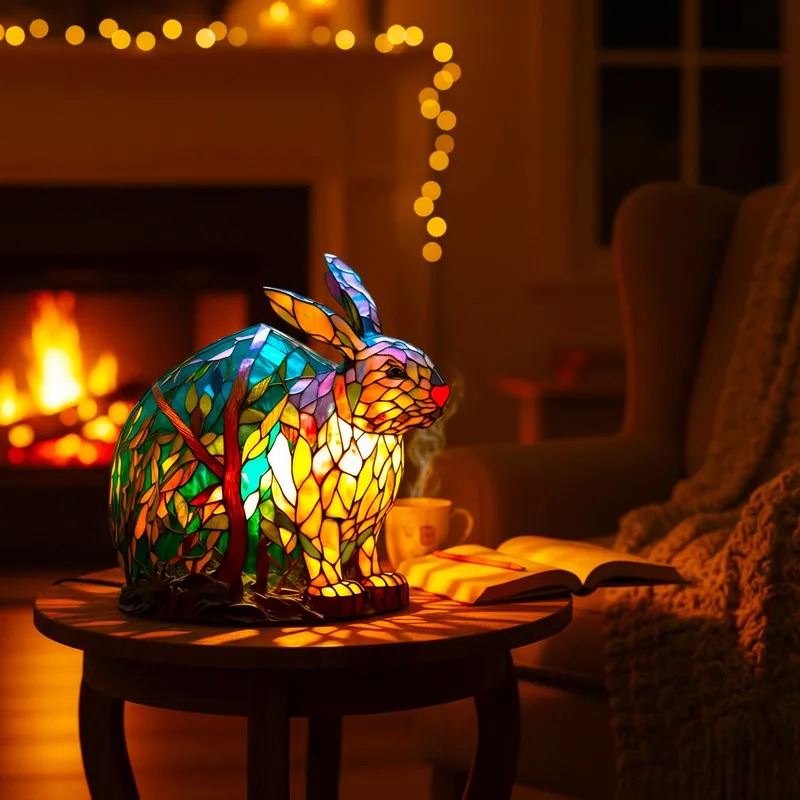 Zoeurva vitrážová lampa ve stylu lesního králíčka 🐰✨