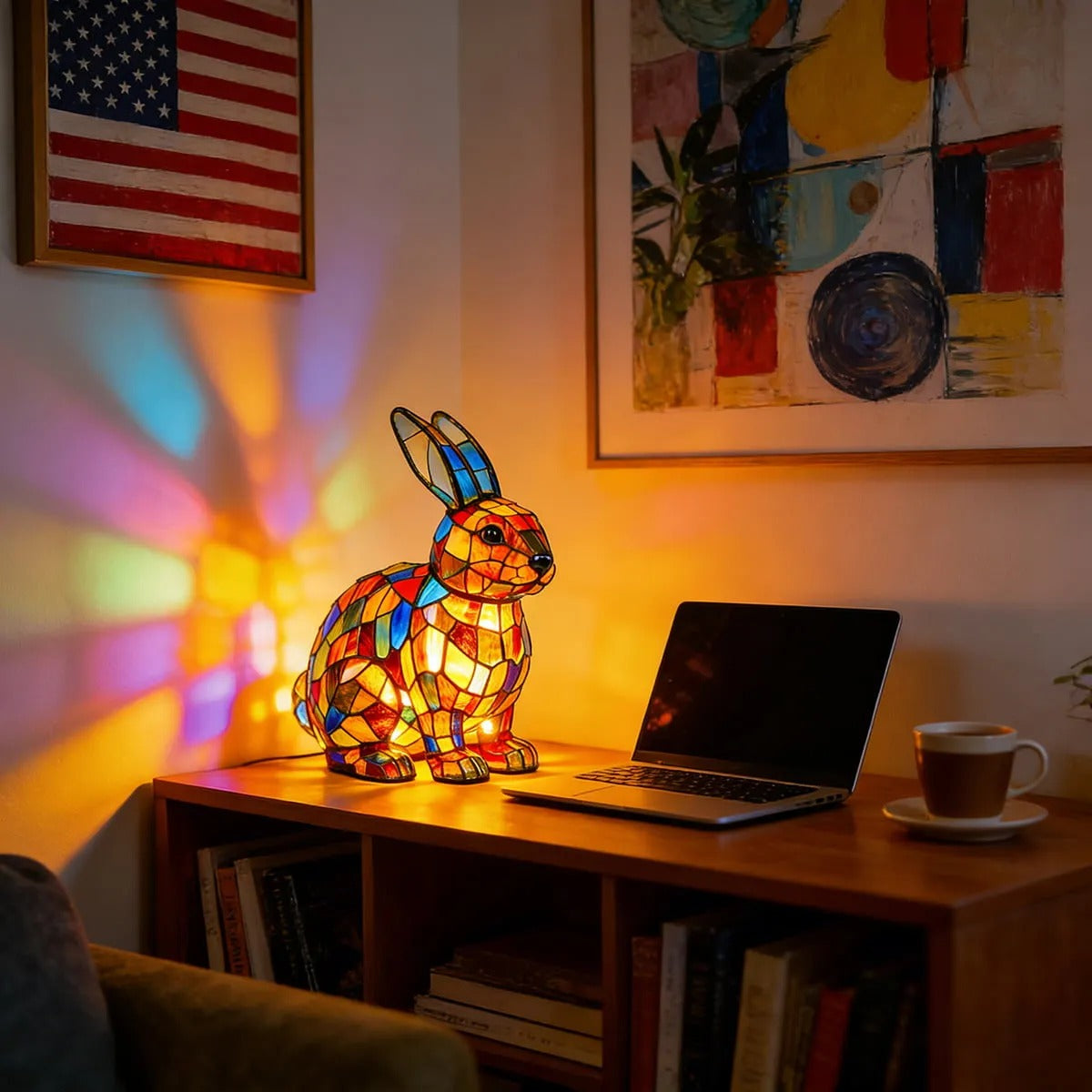 Zoeurva vitrážová lampa ve stylu lesního králíčka 🐰✨