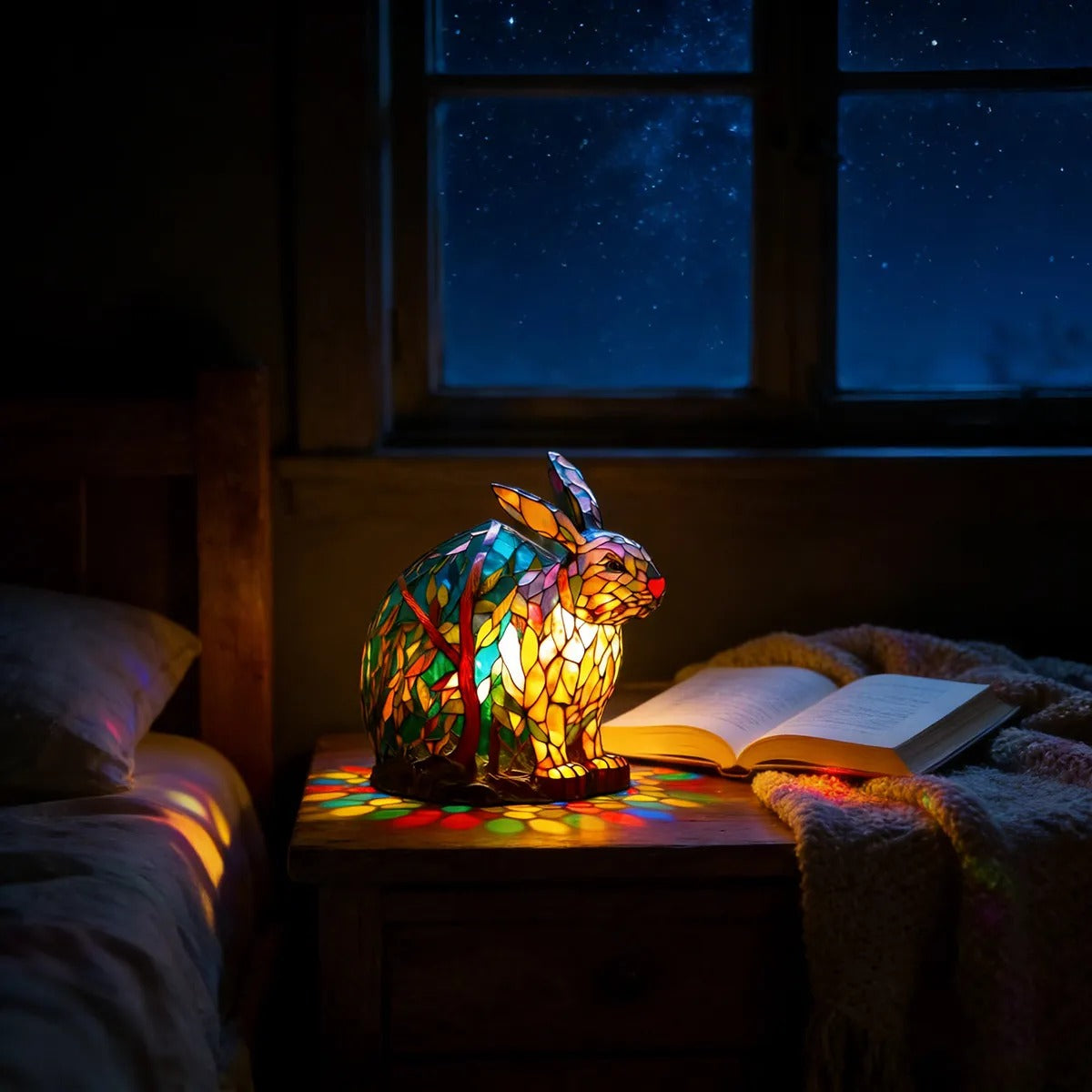 Zoeurva vitrážová lampa ve stylu lesního králíčka 🐰✨