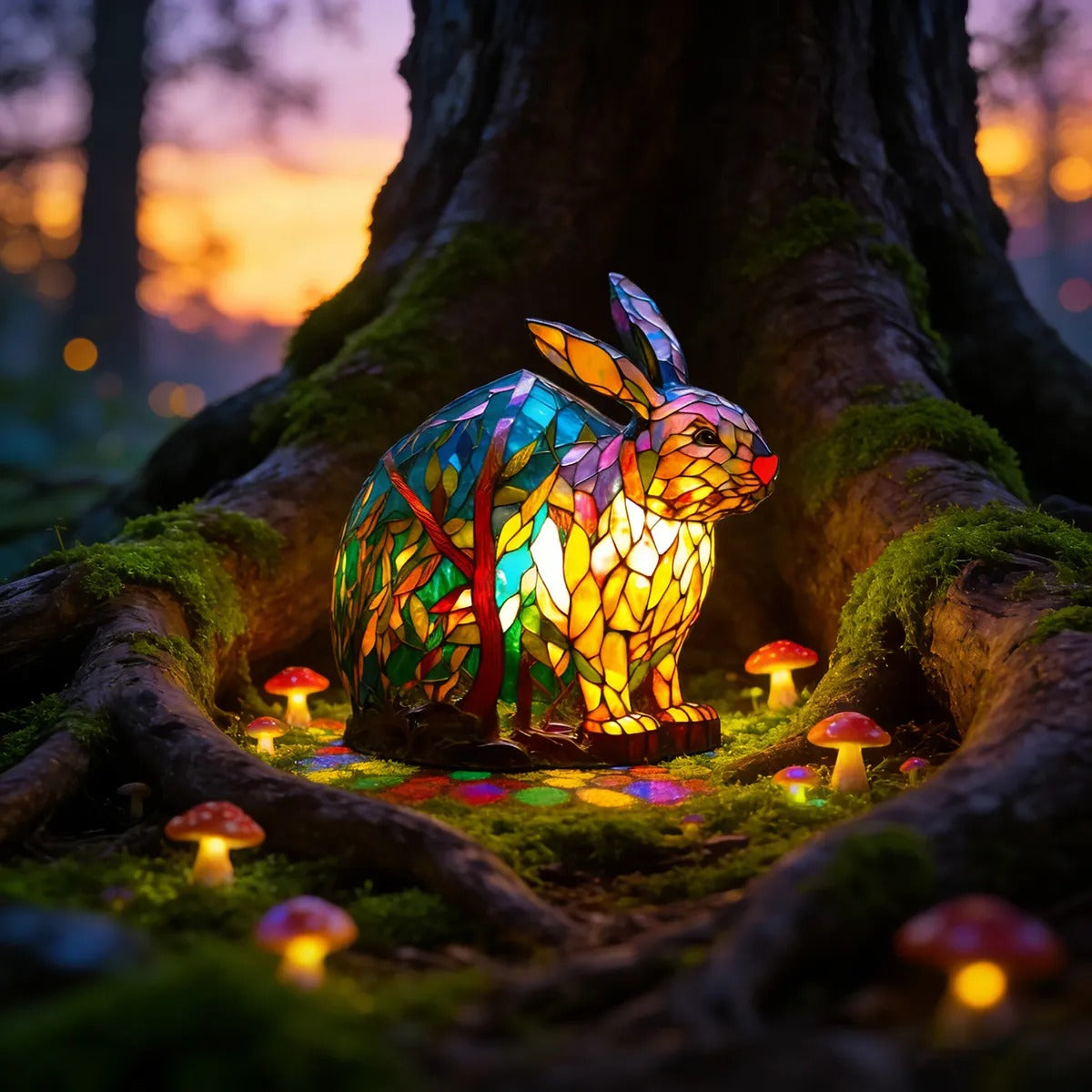 Zoeurva vitrážová lampa ve stylu lesního králíčka 🐰✨