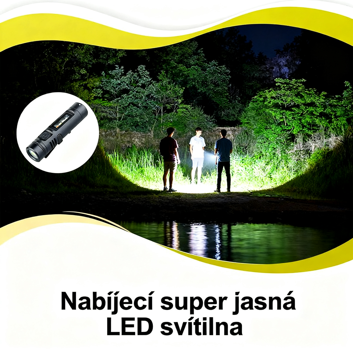 20000 lumenů taktická svítilna - extrémní paprsek a funkce powerbanky