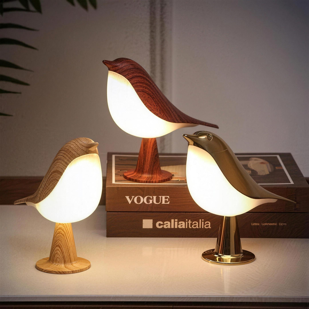 Umělecká lampa ve tvaru ptáka – jemné světlo a integrovaný aroma difuzér
