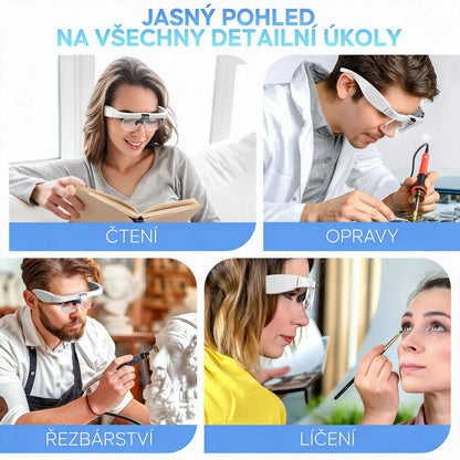 Nastavitelné zvětšovací brýle na čtení pro seniory, zvětšení 1,5×–5×, pro jasnější vidění při čtení zblízka!