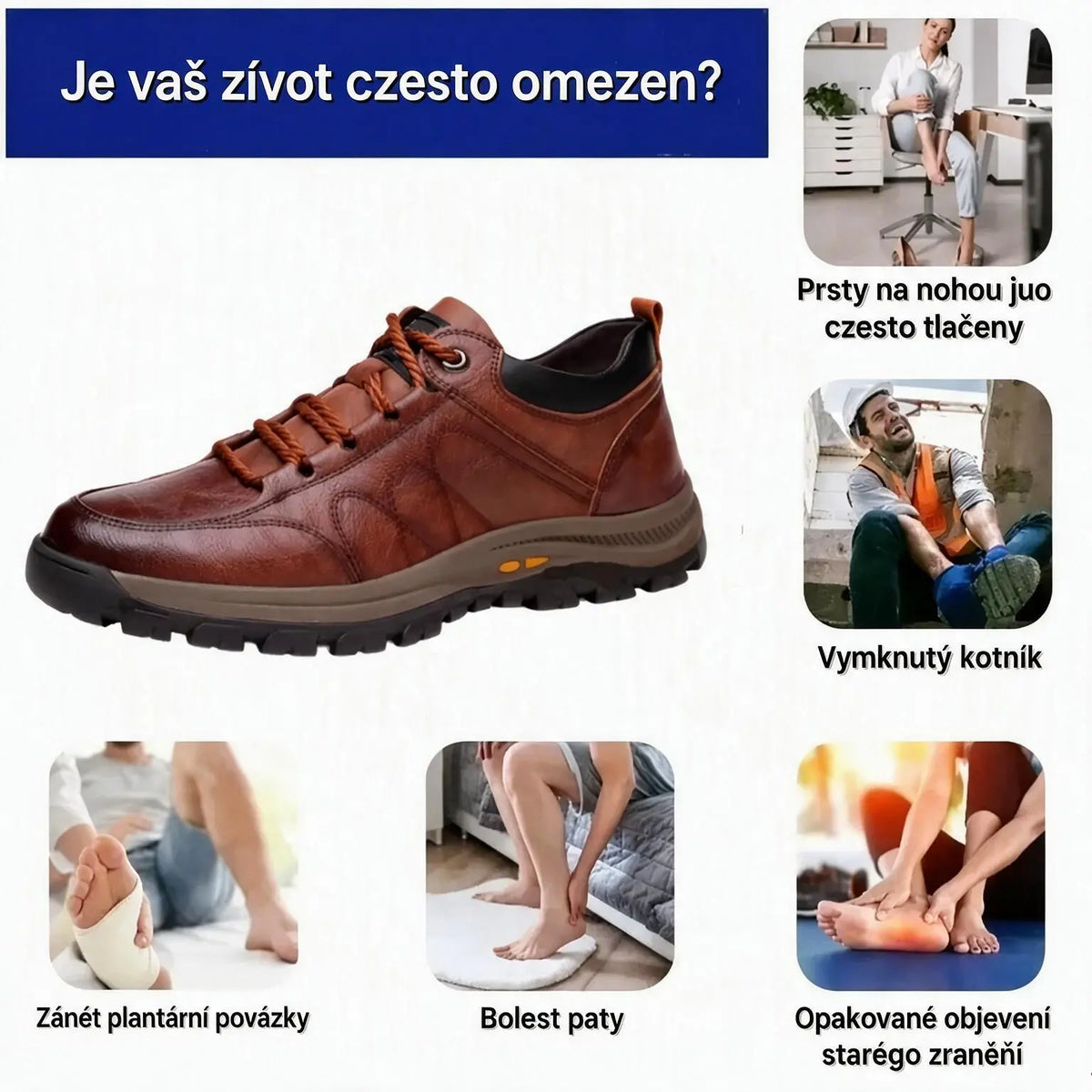 ⏰ Sleva 60 % pouze dnes – nenechte si ujít tuto nabídku! 🐂 Voděodolné a protiskluzové 🦶 pánské ortopedické boty z hovězí kůže, které zmírňují bolest nohou