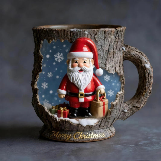 Vánoční hrnek s 3D reliéfem Santa Clause 🎅 Elegantní vánoční dekorace, originální dárek a stylový doplněk pro kouzelné Vánoce